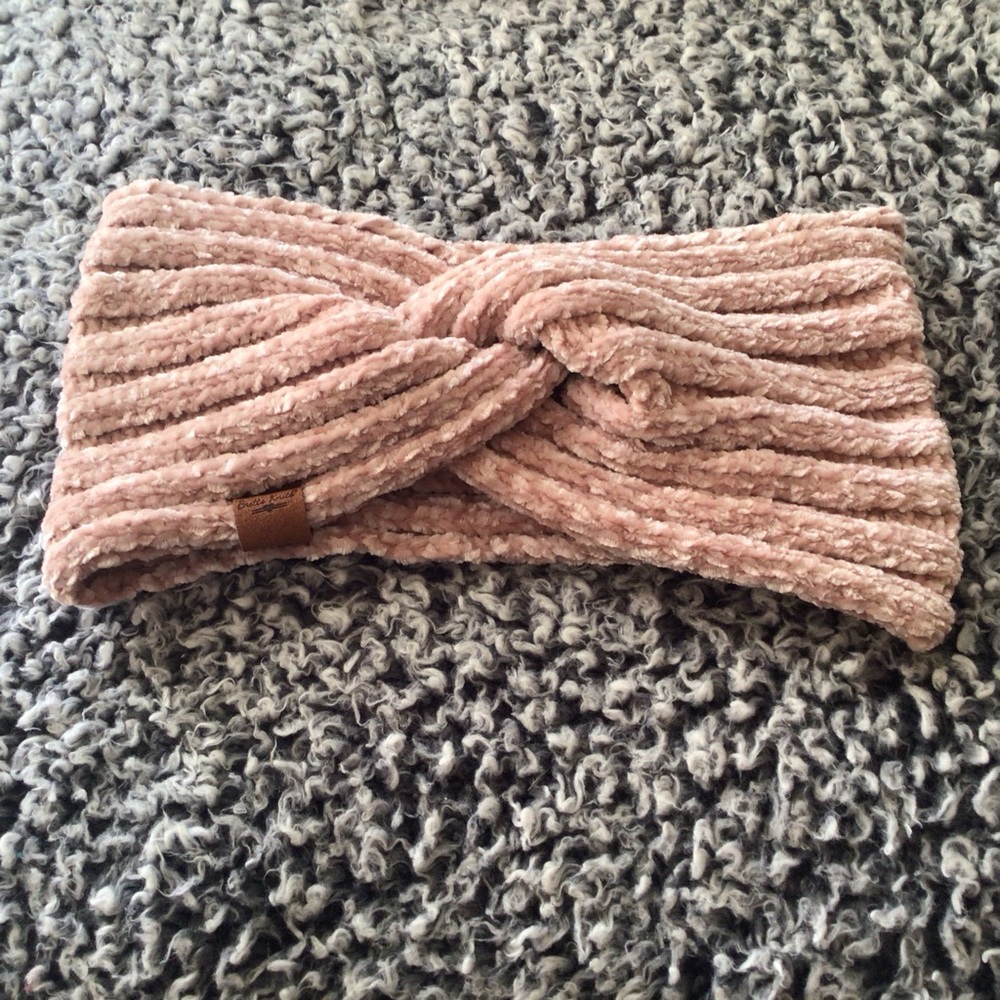 Britts Knits Soft Pink Chenille Twist Front Headband Headscarf